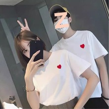 领证结婚登记照t恤衣服情侣装夏季潮流爱心刺绣短袖学生半袖班服