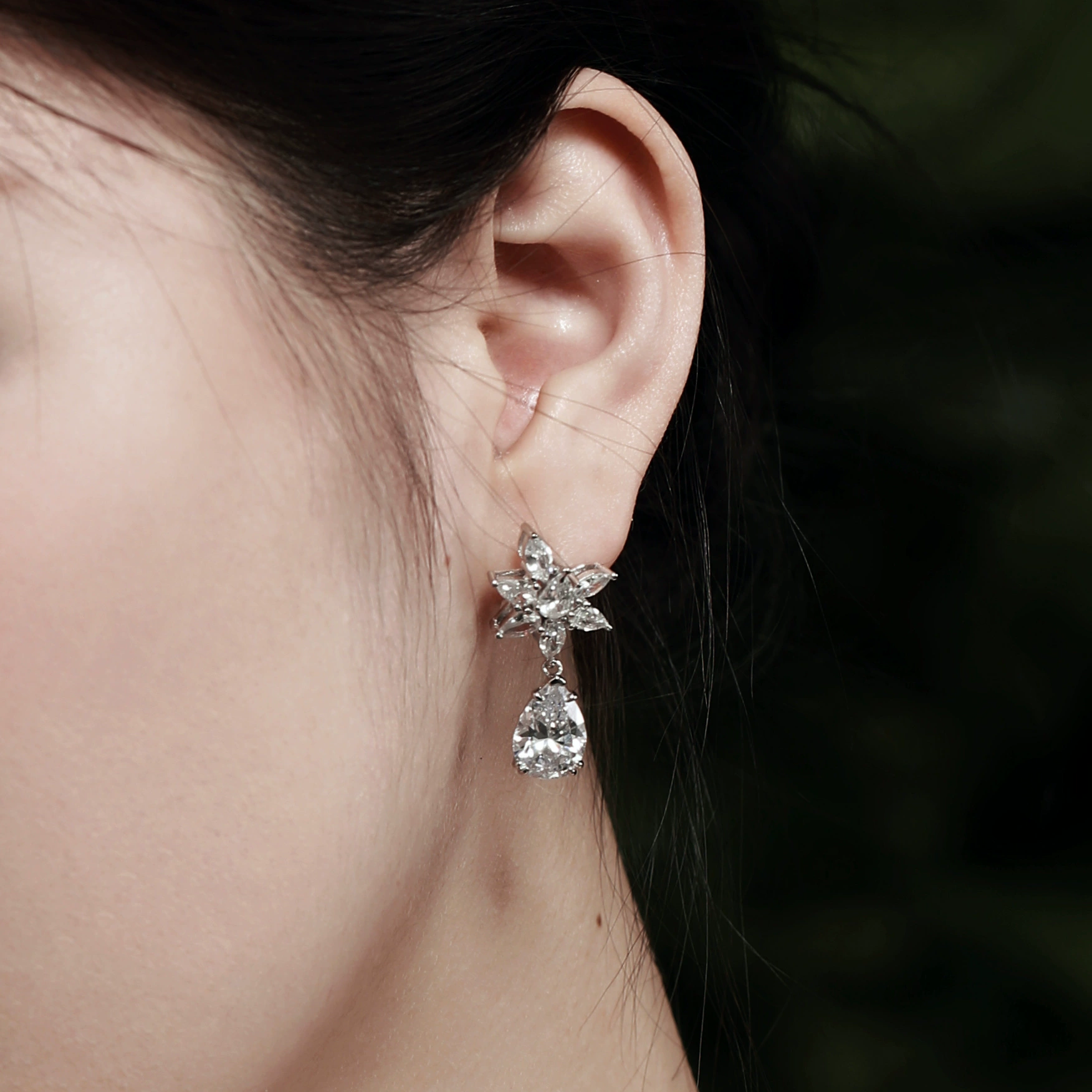 Серебряные серьги с каплей, стильный универсальный ретро камень с zircon, французский стиль, пробы 925