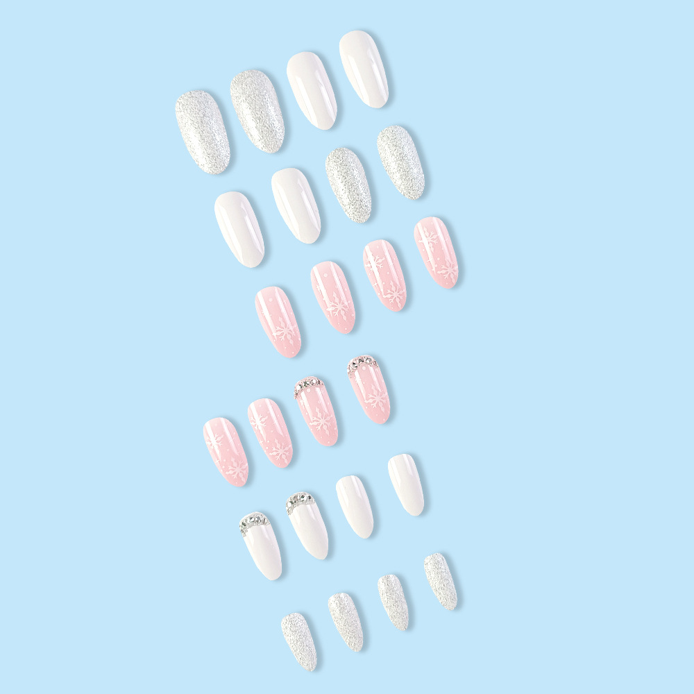 Ventas transfronterizas de polen de nieve dulce taladro manicure exquisita viento de Navidad usar uñas de hadas parches de uñas de taladro flash