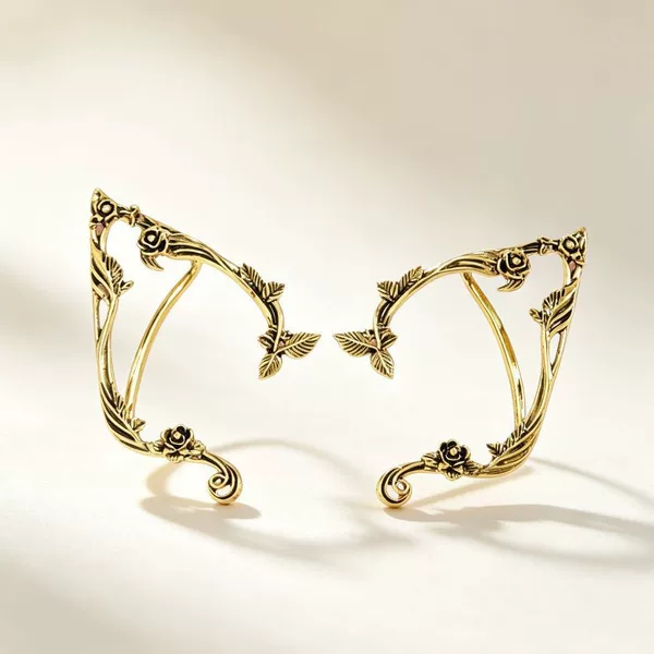 European and American Cross-Border Jewelry, Ins-Style Fairy Irregular Earrings, Personalized Punk-Style Geometric Rose Flower Ear Cuffs Wholesale