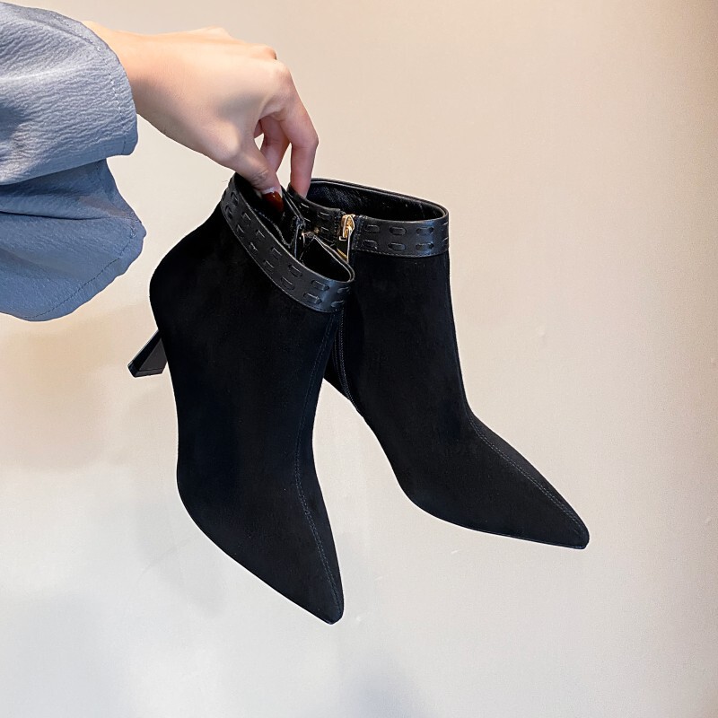 Genuine Leather Version ~ Pointed Toe Short Boots for Women 2025 Autumn and Winter New Retro Boots Fashionable Stiletto Fashion Women's Boots Slim Boots