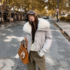 羽绒棉服女短款大毛领2025年新款冬季韩系设计感棉袄加厚外套美式