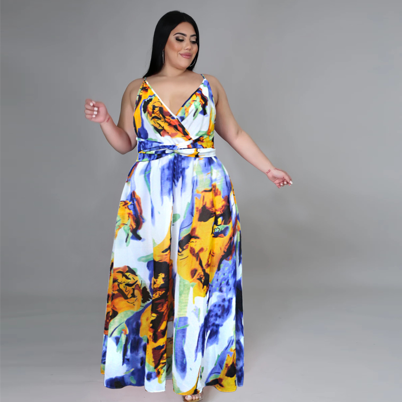 women s sling floral bohemian chiffon dress nihaostyles clothing wholesale NSBMF80105