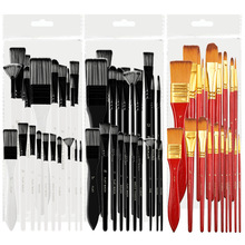 跨境亚马逊10支油画笔木杆 儿童美术diy油画尼龙水粉丙烯套装画笔