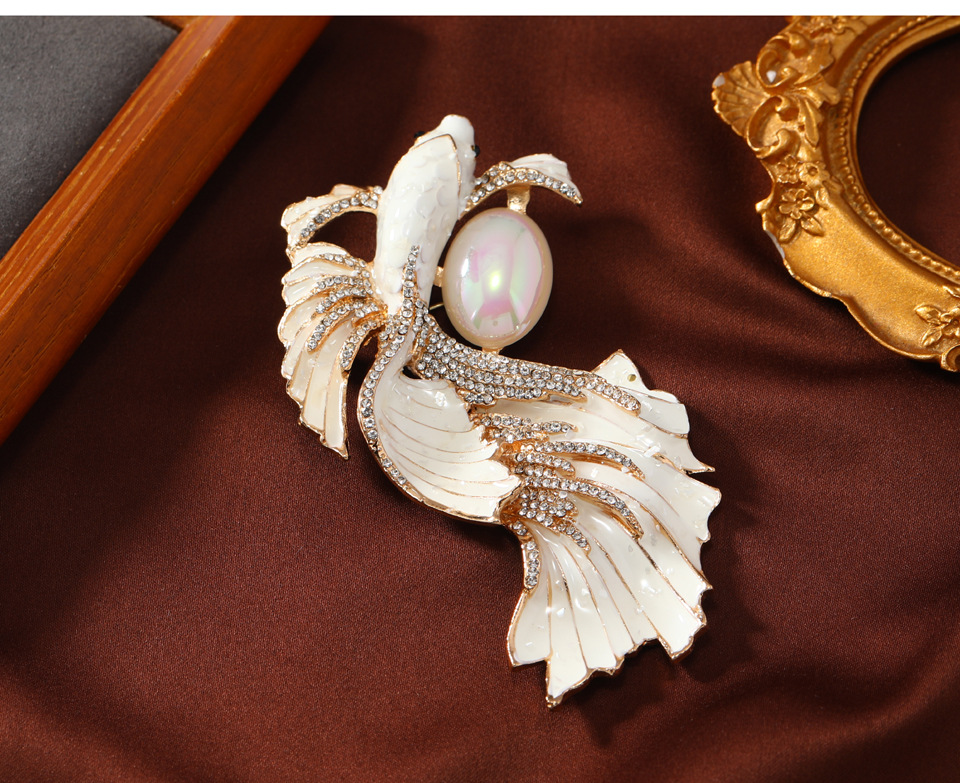 Imitation Pearl, Alloy Material Elegant Pin Carp Imitation Pearl Alloy Enamel Unisex Brooches