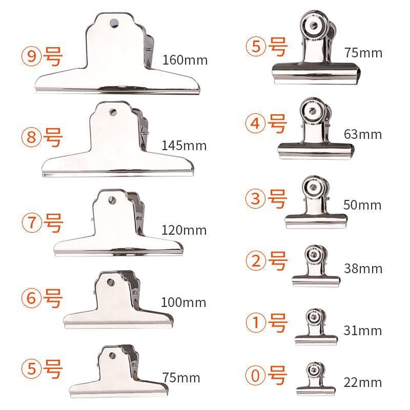 Clipe de acero redondo de acero inoxidable personalizado fuerte multi-especificación clipe de montaña clipe de papelería de papel de metal subcarpeta al por mayor
