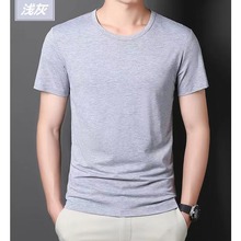 厂家直销 男士纯色短袖t恤加肥大码夏季韩版修身潮流圆领半袖体恤