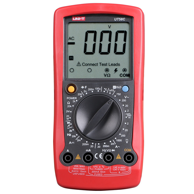 优利德UT58C数字万用表多功能防烧防误测电表电容频率温度测量