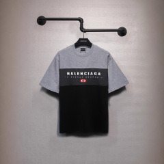パリハイバージョンB 25夏新作ロゴモノグラムステッチ男女兼用ルーズ半袖Tシャツ越境配送