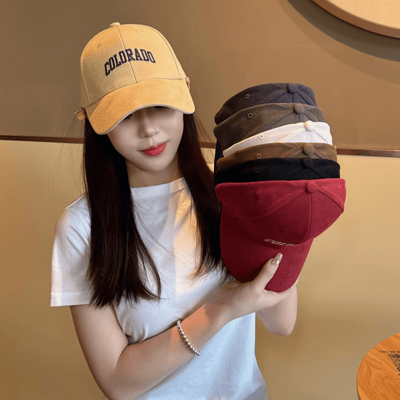 2025 Hard Top Korean Style Deepened Widened Letter Baseball Cap Big Head Cap Women's Spring and Autumn Cap