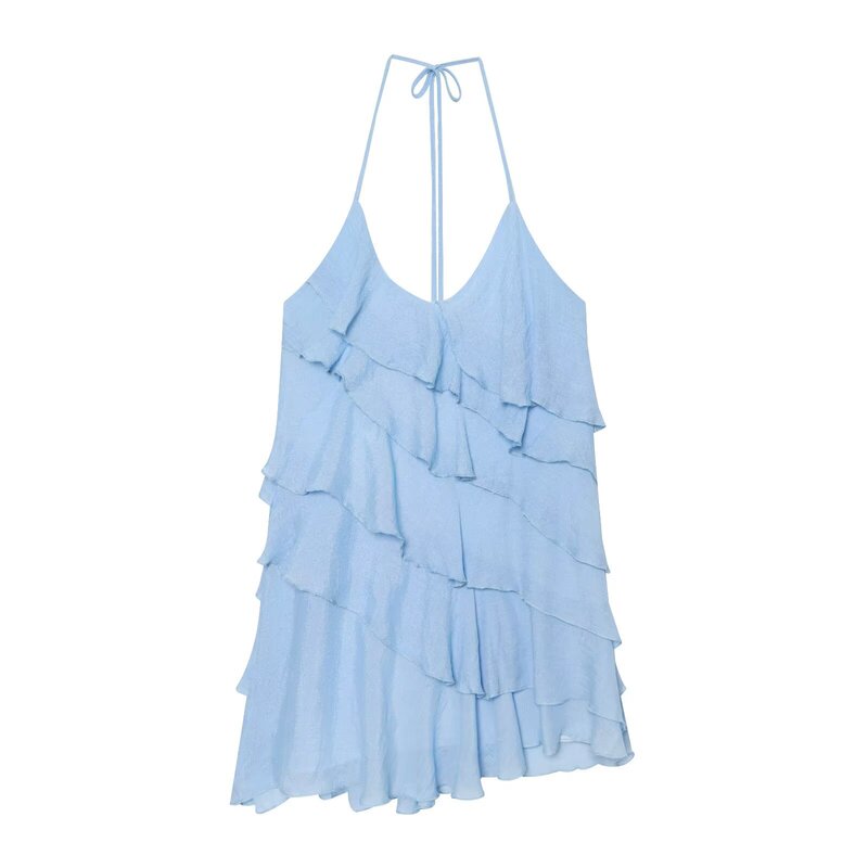 MYST&ZA early autumn new women's V-neck backless layered decorative halter neck mini dress 8235487 MYST&ZA early autumn new women's V-neck backless layered decorative halter neck mini dress 8235487