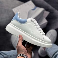 2022 new McQueen smog blue white sneakers men's and women's thick-soled height-increasing sports casual shoes leather breathable board shoes