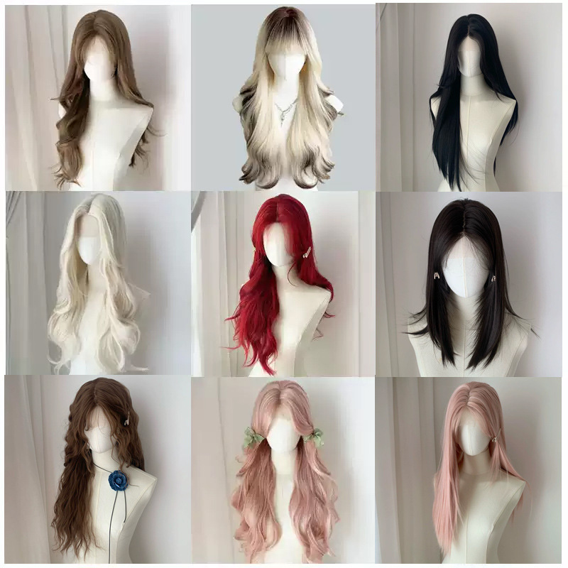 Wig for Women with Big Wavy Long Curly Hair, Lazy Style, Neptune Red, Realistic Scalp, Invisible Breathable Full Wig