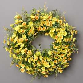 尤加利仿真花小雏菊薰衣草花环跨境外贸花环挂饰前门装饰厂家直发