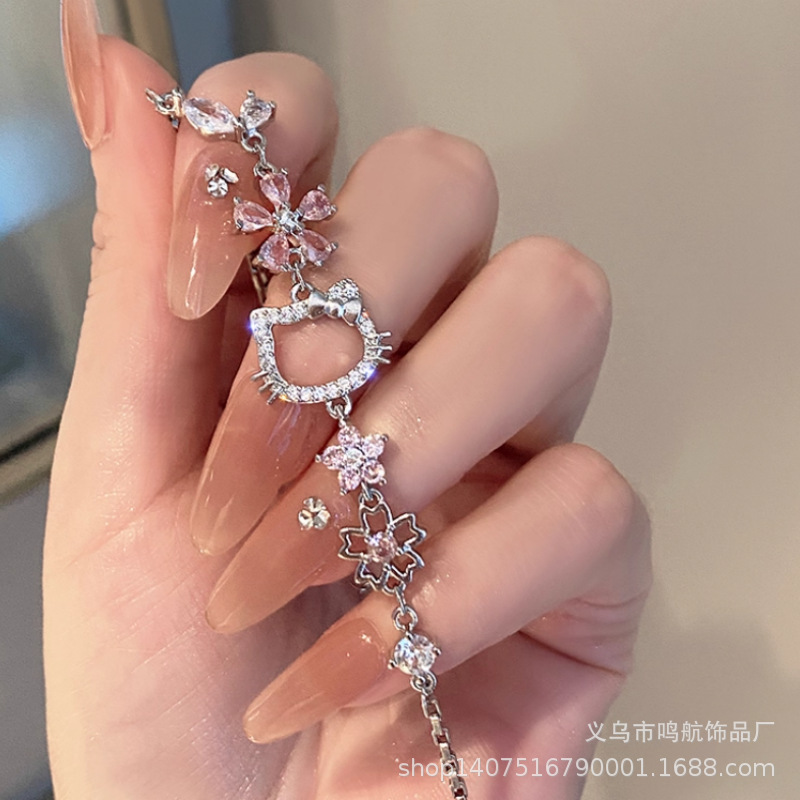 Cute K t Cat Bracelet for Women, Fresh Ins Zircon Bracelet for Student Sisters, Simple and Versatile Bracelet for Girlfriend Cute K t Cat Bracelet for Women, Fresh Ins Zircon Bracelet for Student Sisters, Simple and Versatile Bracelet for Girlfriend