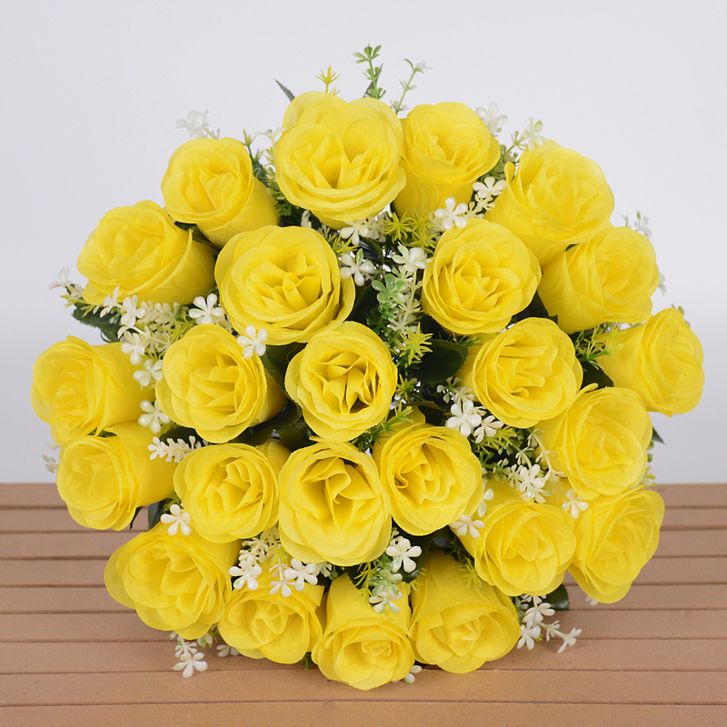 Ramos de rosas artificiales de seda (flores secas), para decoración de bodas (sendero), hogar, mesas o centros de mesa.