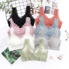 新款聚攏無鋼圈內搭吊帶背心蕾絲花邊V領美背裹胸抹胸防走光內衣