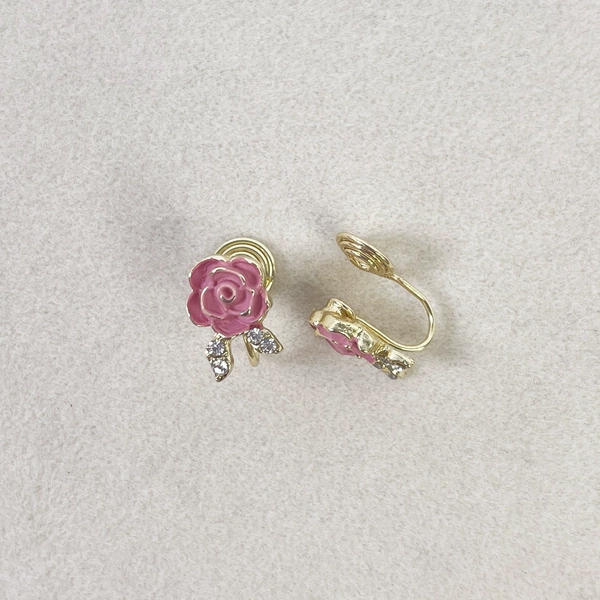 Fuchsia mosquito coil, ear clips, flowered