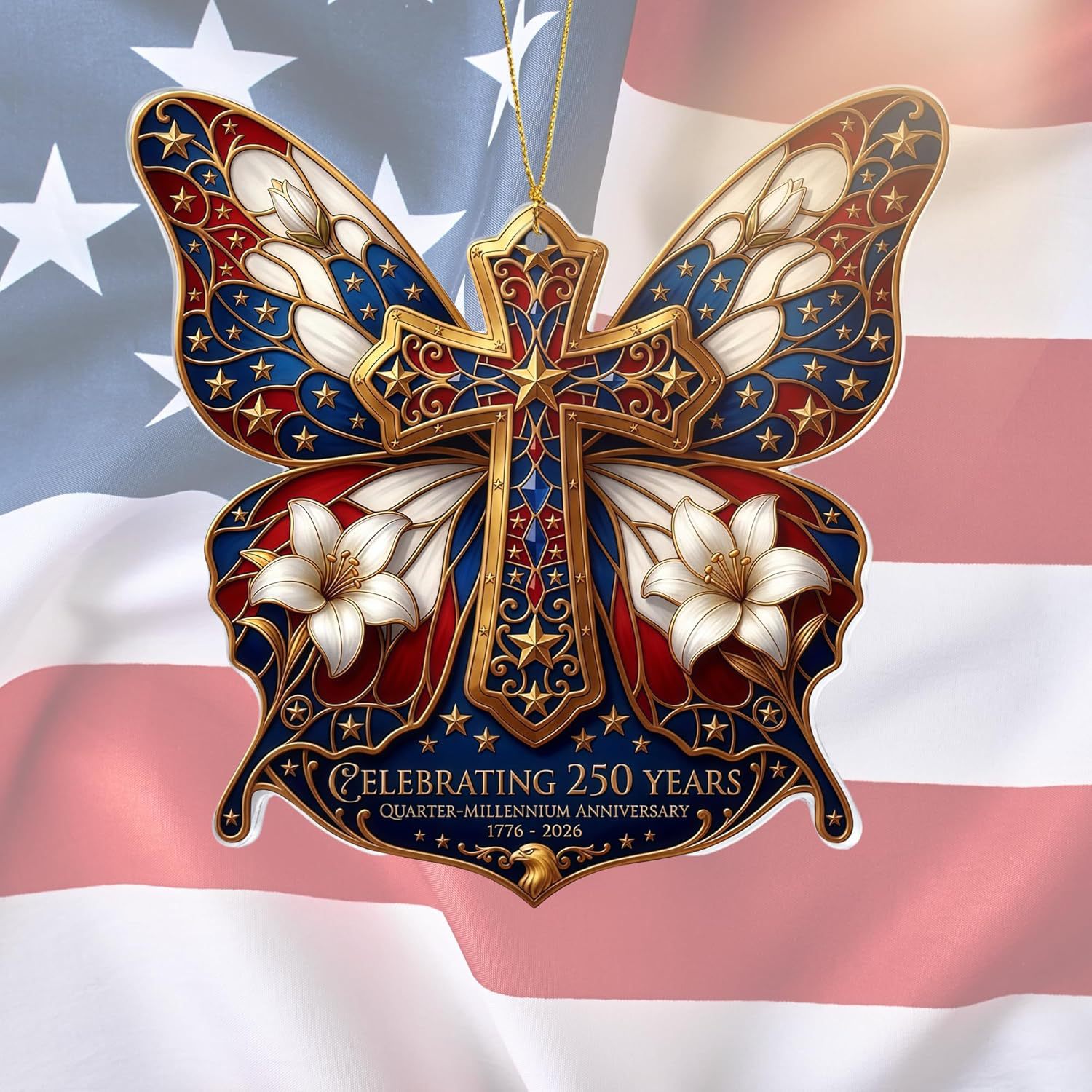 Decoración del 250 aniversario de la fundación de los Estados Unidos - Decoración del árbol de Navidad del Día de la Independencia de la Estatua de la Libertad 2D plana