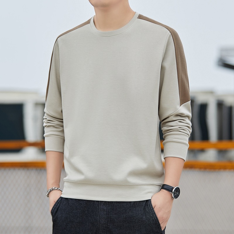 Sweatshirt lange mouwen T-shirt trendy plus size heren jeugd ronde hals losse basis shirt top herfst outfit_voghion.com