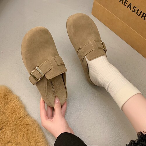 Thick sole and height-increasing Birken shoes, ugly and cute, step-on head and half slippers, women's outer wear new autumn Birken shoes