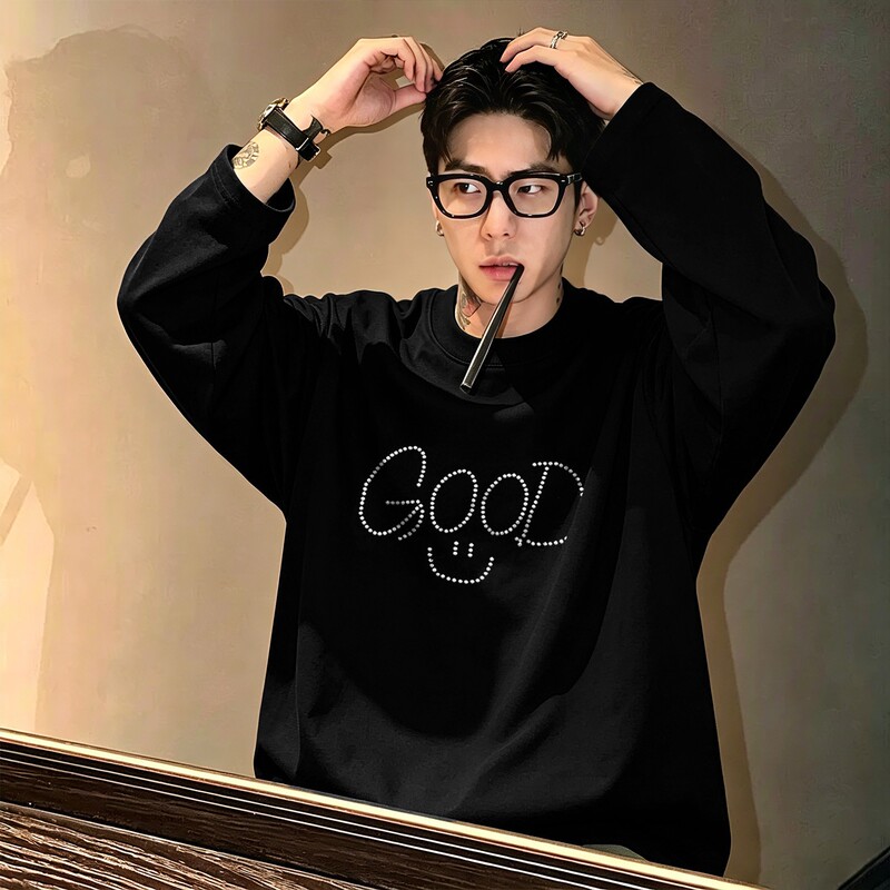 WELL MIKI American fashion brand autumn and winter casual top, pure cotton base shirt, long-sleeve T-shirt for men and couples WELL MIKI American fashion brand autumn and winter casual top, pure cotton base shirt, long-sleeve T-shirt for men and couples