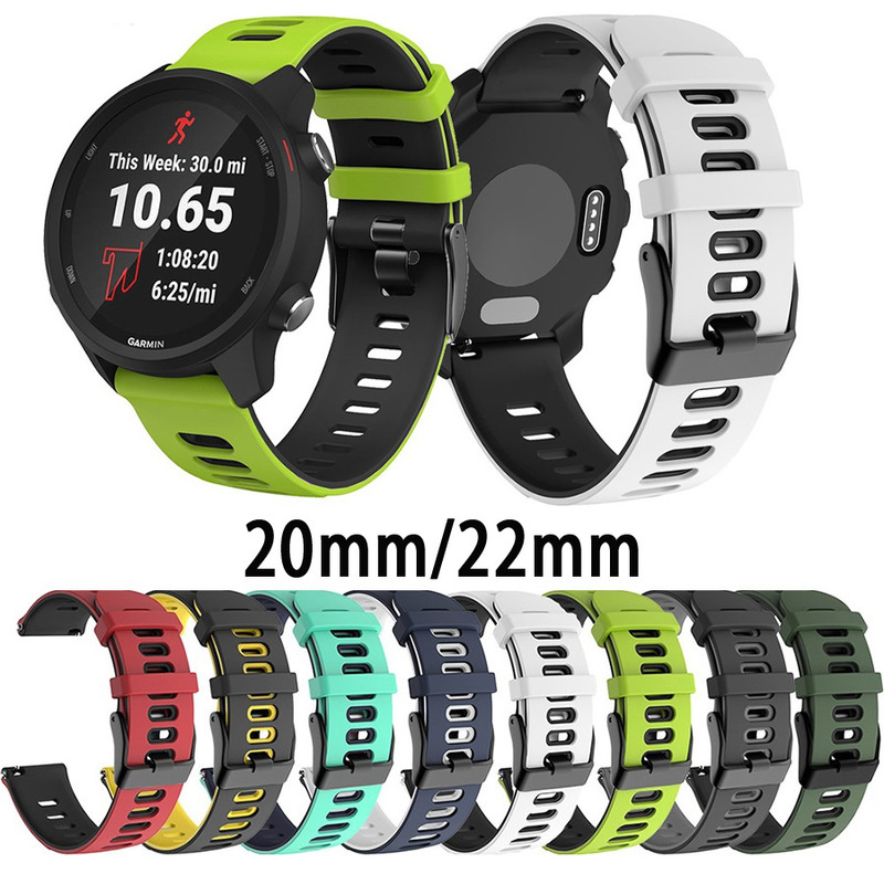 For Jiaming vivoactive4 Watch forerunner245/645 Double Color 20/22mm Silicone Strap