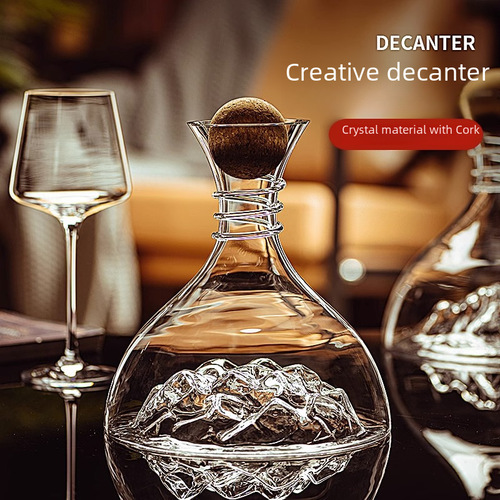 High-end Lead-Free Crystal Iceberg Red Wine Decanter Quick Wine Pourer Red Wine Glass Set for Home European Style