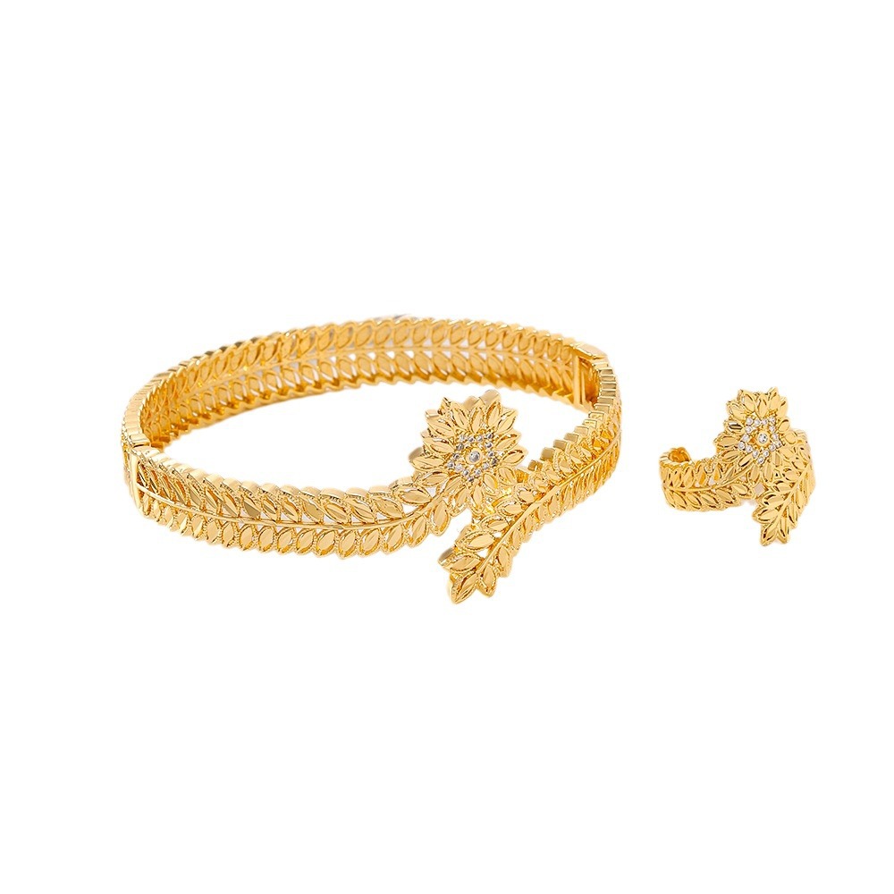 2024 nuevas opciones transfronterizas conjuntos de joyería de mujeres pulseras de piedra de bronce de zinc anillo de boca viva dos conjuntos de joyería image 6