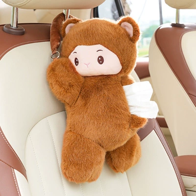 plush bear – Car tissue box/set - mink-monkey-brown