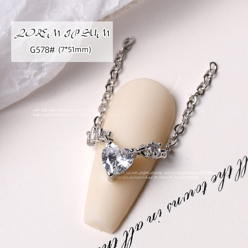 Nueva celebridad de internet luz de lujo circón amor super flash perla mariposa colgante cadena de uñas estrella de plata diamante conejo pequeño diamante image 24