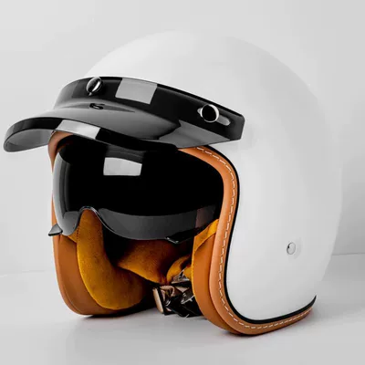 Motosiklet kaskı (dəbilqə) – Trade, 3/4 Helmet, Cross-Border Motorcycle/Electric - mt-5-pearl-white-3c-certified-with-black-and-white-lenses-m