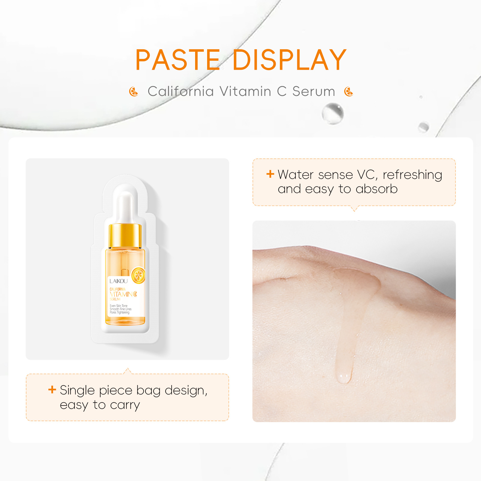 Cross-border Laicome Vitamin c Essence 1.5ml*20pcs Hydrating and Moisturizing Liquid Essence wholesale from the manufacturer undefined