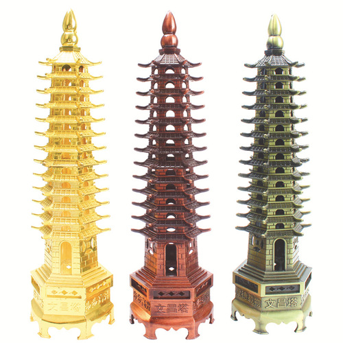Manufacturer zinc alloy Wenchang Tower handicraft ornaments nine-story pagoda study decoration Wenchang Tower wholesale