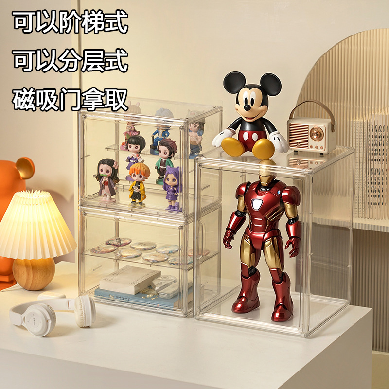 Transparent Dust-Proof Figure Storage Box Magnetic Door Blind Box Storage Cabinet Doll Display Stand Trendy Toy Brand Pet Storage Cabinet