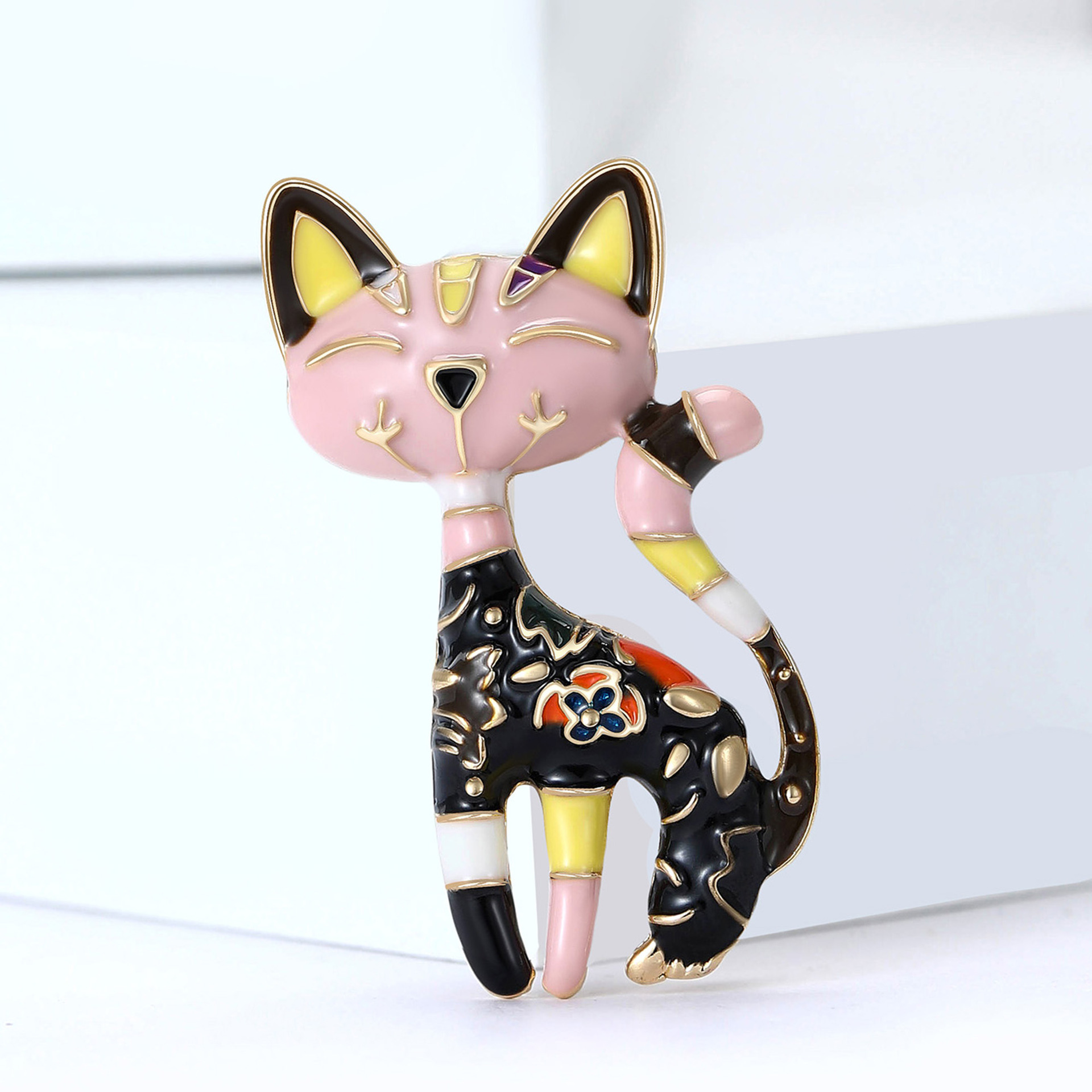 European and American style alloy oil drop color cute cat brooch pin cartoon personality kitten corsage spot supply