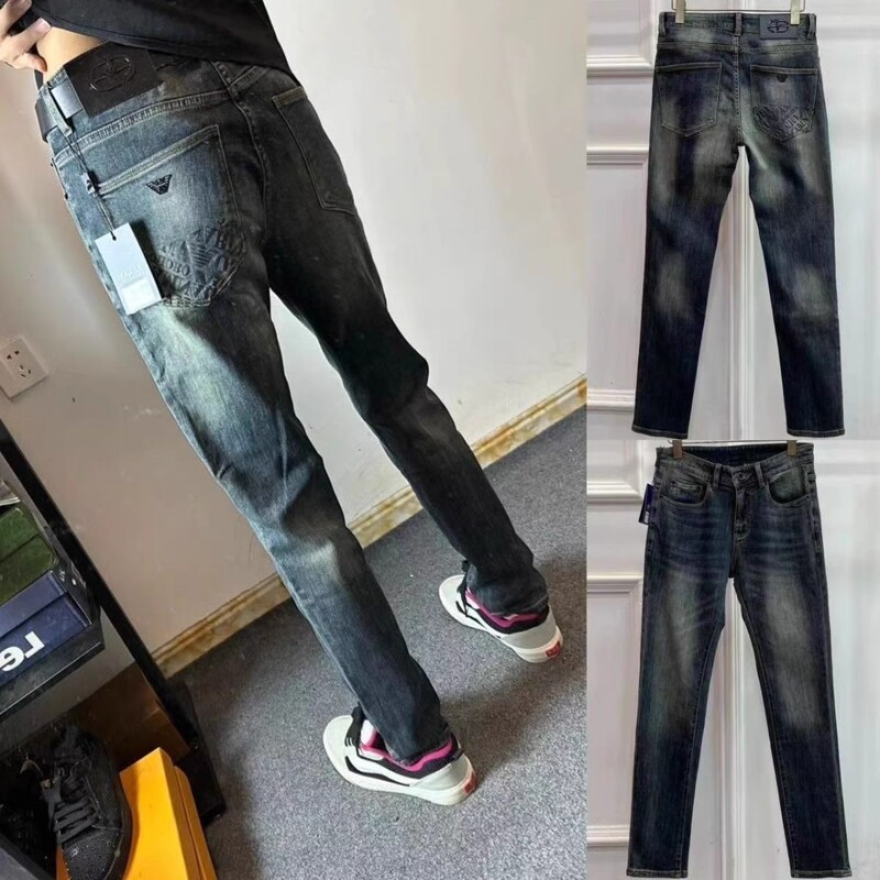 Stretchy Cropped Jeans for Men, Korean Style, Washed, Trendy, Versatile, Stylish, Black and Gray Slim-Fit Skinny Jeans