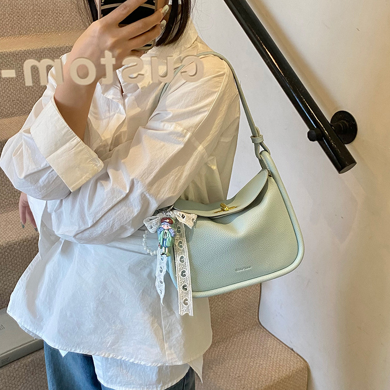Bolso de brindis de diseño de nicho para mujer 2025 nuevo bolso de mano con patrón de lichi coreano, bolso de almohada de mensajero de un solo hombro