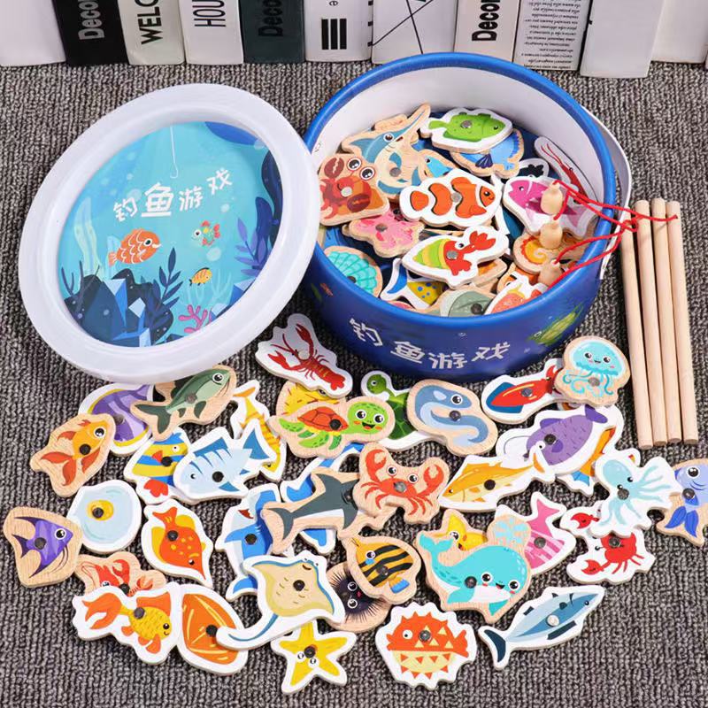 [fishing set] 62 fish + 4 fishing rods [bucket]