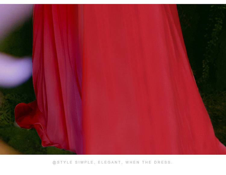 Long Elegant Red Wedding Dress For Brides Engagement Reunion Banquet Evening Gown Women's Party Wear_ecoleips.com