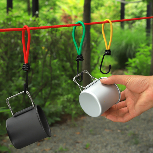 Outdoor tent elastic rope elastic rope buckle canopy pull rope ground nail fixed bundle pull rope multi-functional camping accessories