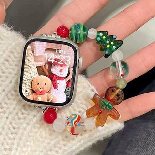 适用applewatchs11小米10表带9手环女款圣诞弹力绳跨境手腕带高级