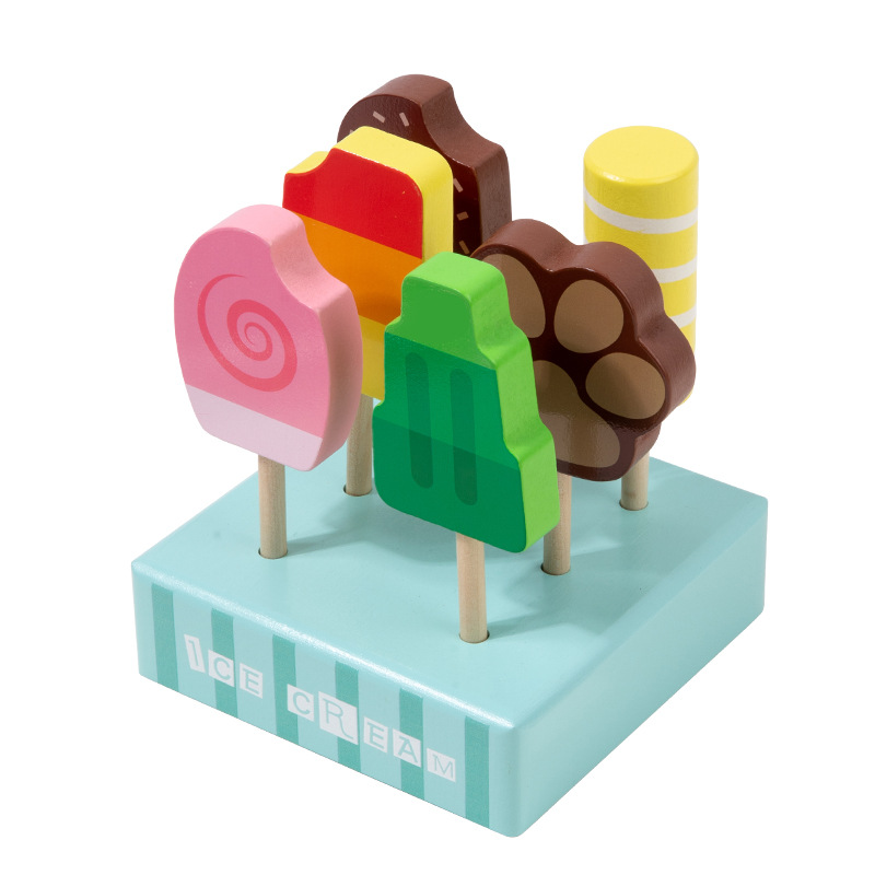 Juguetes de helado de madera simulación de helados para el hogar juego de juguetes de educación temprana materiales de seguridad regalo
