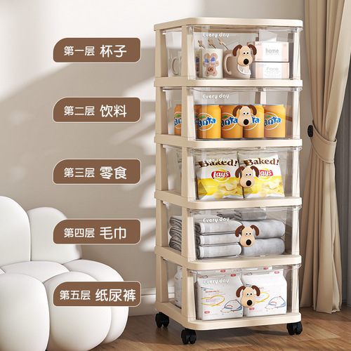 Living Room Drawer-Type Storage Cabinet Household Floor Snack Shelf Kitchen Storage Cabinet Toy Multi-Layer Storage Rack