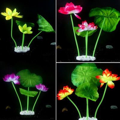 鱼缸装饰造景仿真绢布荷花莲花 假荷花田园装饰水景植物装饰|ru