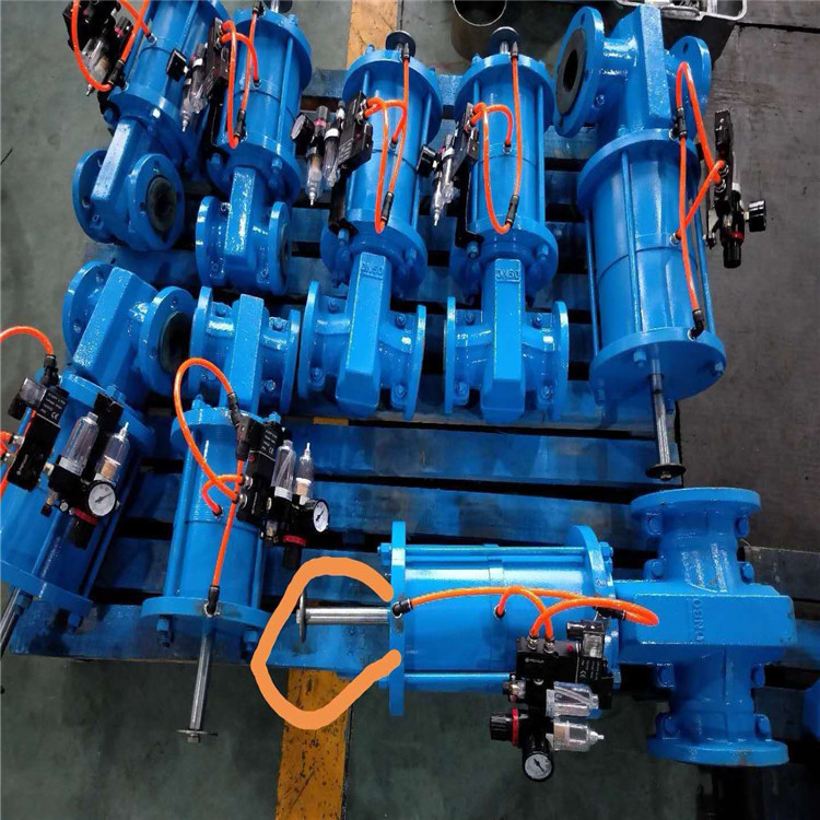 气动法兰管夹阀 GJ641X-10 气动衬胶管夹阀 常开型气动管夹阀