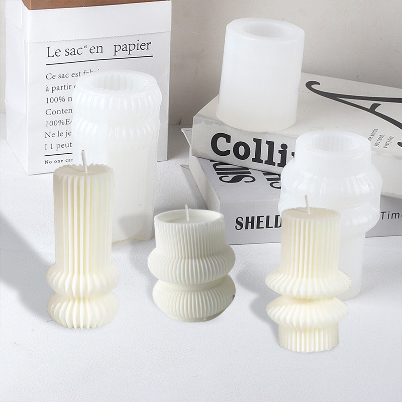 Creativo transfronterizo columna geométrica perfumada barra magnética molde de vela inscrito vertical columna de rayas adornos caseros molde de silicona