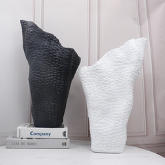 簡約現代創意樹脂幾何鱗片紋理花器花瓶樣板間花插客廳桌面擺件