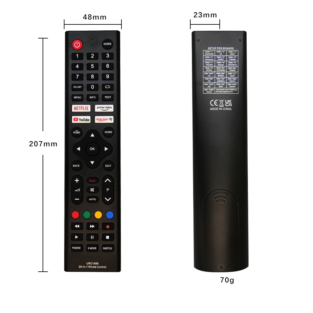 유니버설 TV 리모컨 20 RM-L1699 다기능 원 키 매칭 영어 TV 리모컨