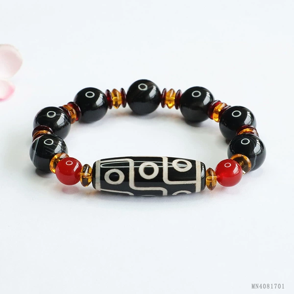 Nine-eye Dzi beads agate bracelet (MN4081701)